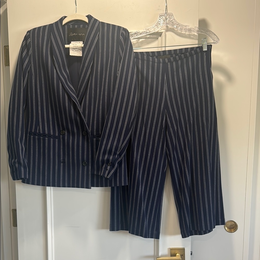 J. Crew Navy Pinstripe Blazer and Pants Set